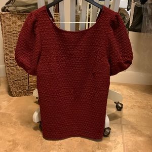 Anthropologie XL red top puff sleeve